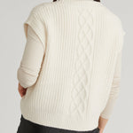 Paige Button Front Cable Vest Sea Salt