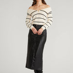 Sierra Off Shoulder Striped Pullover Sea Salt Multi