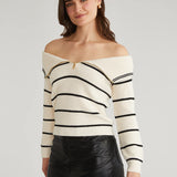 Sierra Off Shoulder Striped Pullover Sea Salt Multi