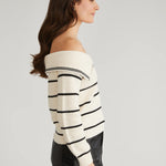 Sierra Off Shoulder Striped Pullover Sea Salt Multi