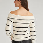 Sierra Off Shoulder Striped Pullover Sea Salt Multi