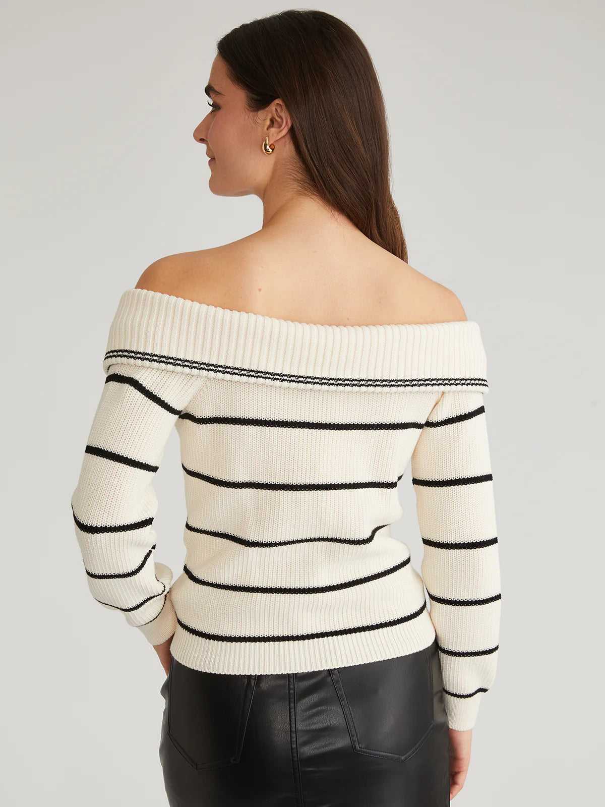 Sierra Off Shoulder Striped Pullover Sea Salt Multi