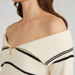 Sierra Off Shoulder Striped Pullover Sea Salt Multi