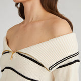 Sierra Off Shoulder Striped Pullover Sea Salt Multi