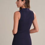 Nikki Johnny Collar Solid Tank Dark Blue