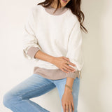 Loxley Raglan Boyfriend Sweat Ivory Marl/Taupe Marl