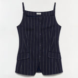 Edie S/L Top Midnight Stripe