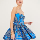 Torres Mini Dress Carved Petals Cobalt