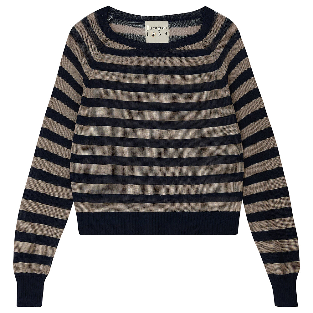 Stripe Nubia Sweat Navy and Light Brown