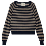 Stripe Nubia Sweat Navy and Light Brown