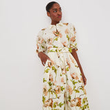 Caro Midi Dress Lockwood Flora Egret