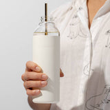 Glass Water Bottle: Cream