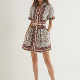 Malena Mini Dress Paisley Scarf Ivory