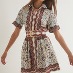 Malena Mini Dress Paisley Scarf Ivory