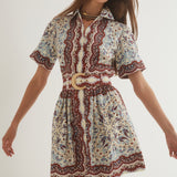 Malena Mini Dress Paisley Scarf Ivory