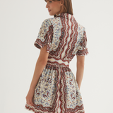 Malena Mini Dress Paisley Scarf Ivory