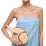 Pesce Fish Raffia Clutch