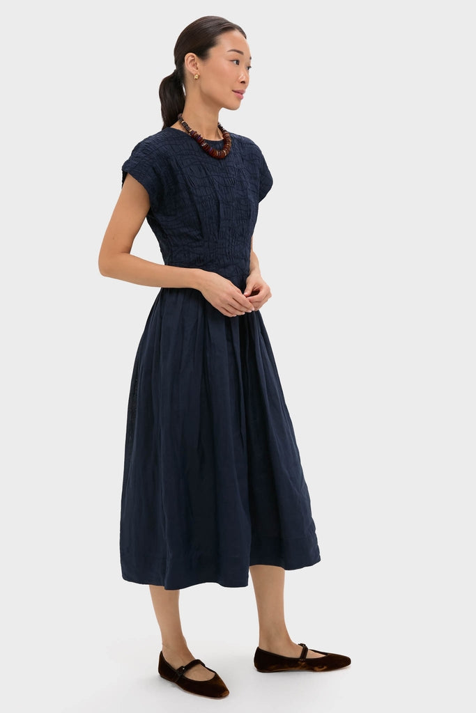 Imogen Solid Midi Dress Navy