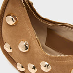 Finn Studded Suede Shoulder Bag Camel