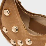 Finn Studded Suede Shoulder Bag Camel