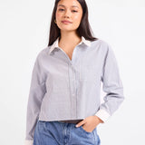 IVORY HALL STRIPE CONTRAST COLLAR SHIRT
