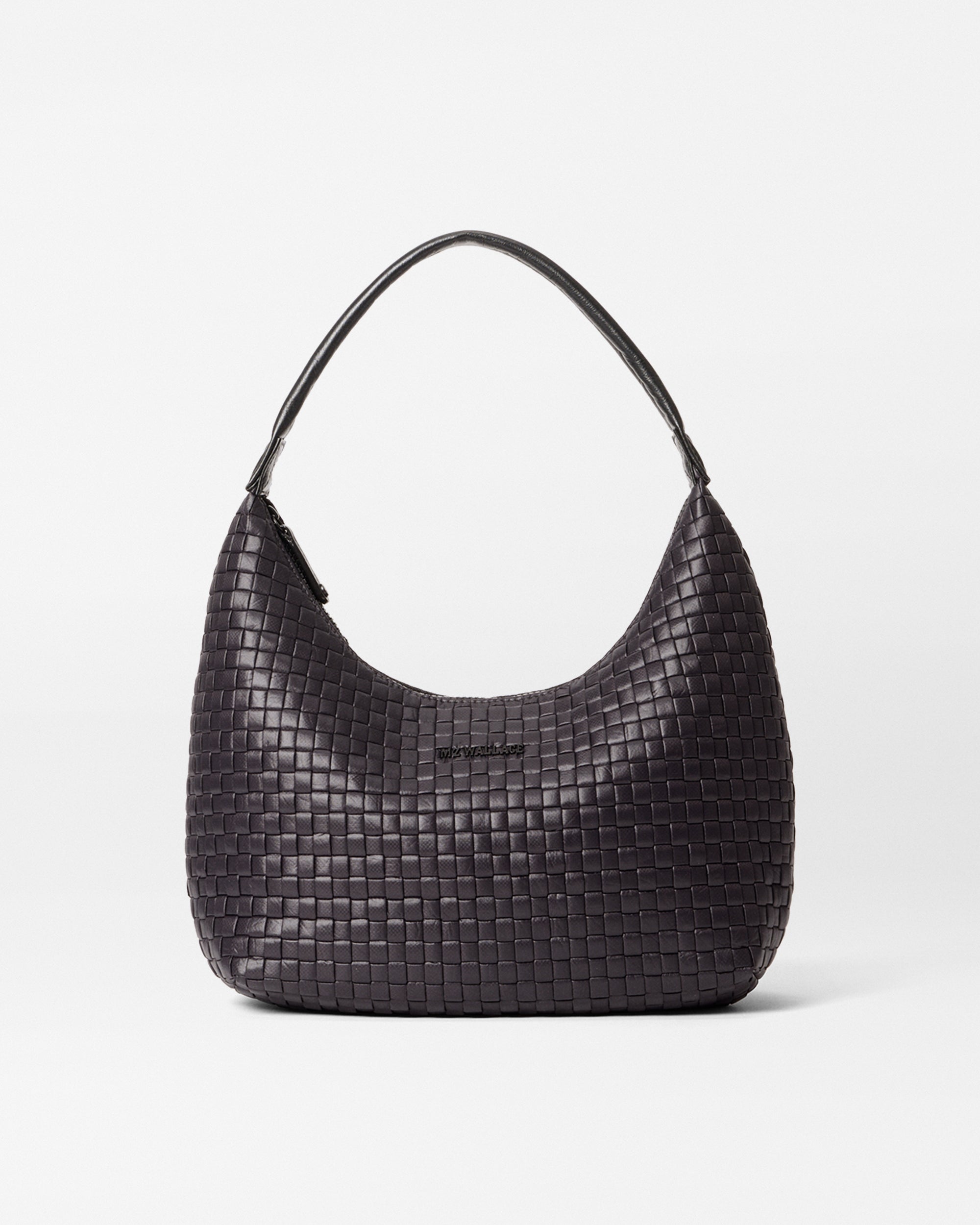 Medium Woven Shoulder Bag Black