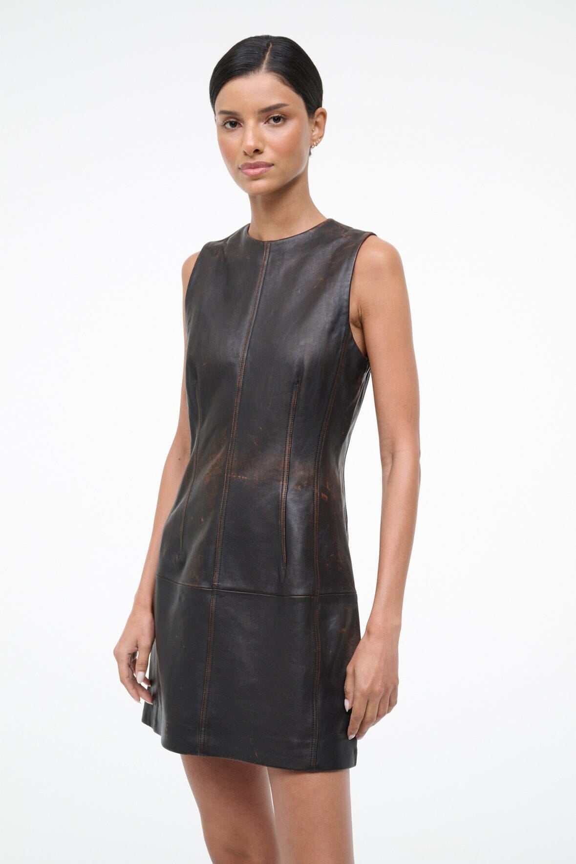 Binx Leather Dress Distressed Brown
