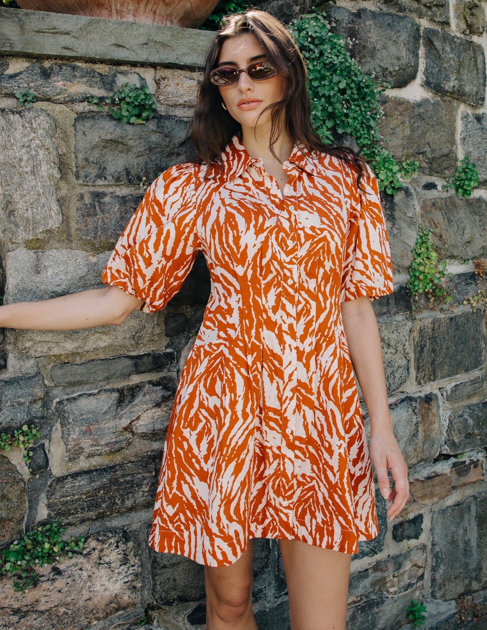 Marta Mini Dress Terracotta Zebra