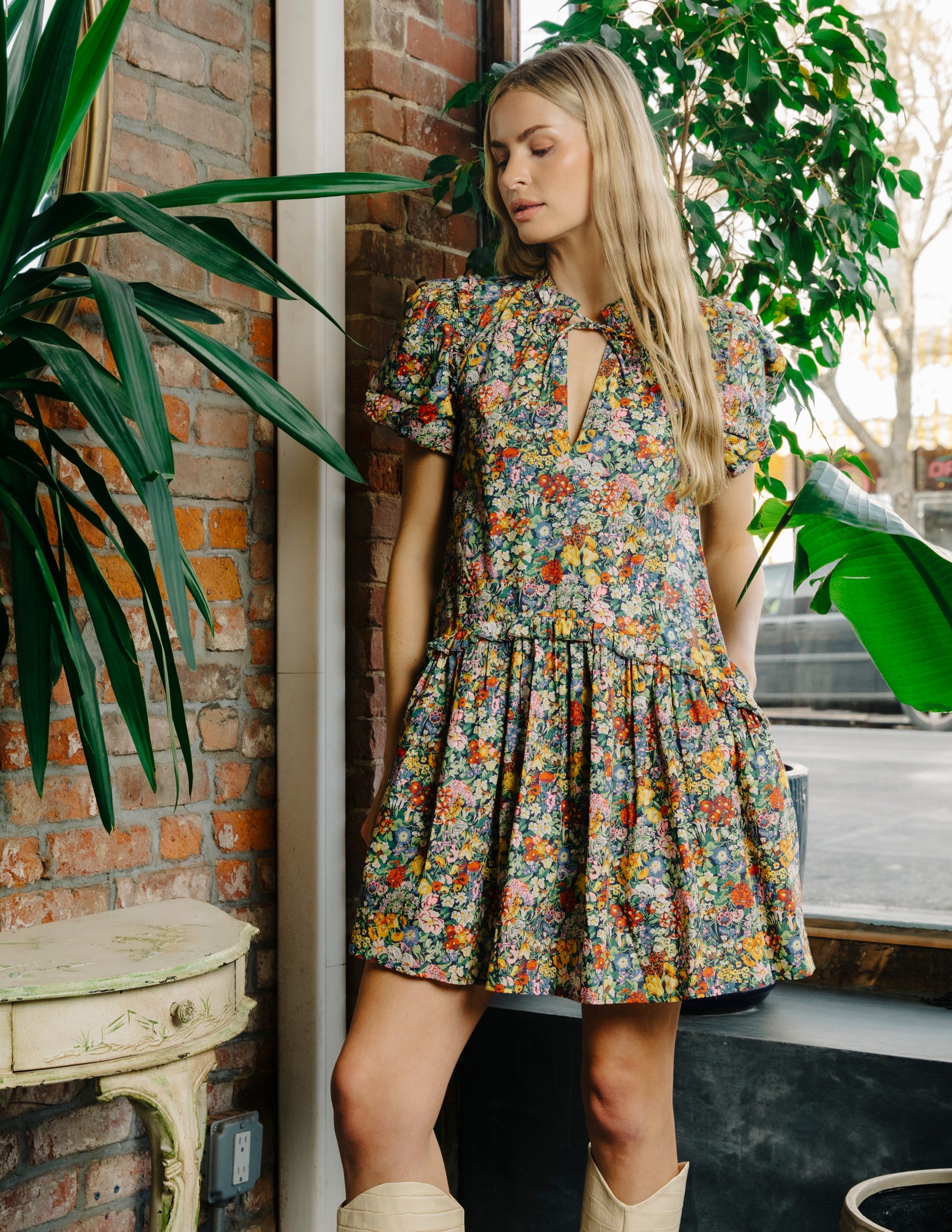 Edith Short Sleeve Dress Cottage Garden Liberty Print