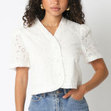 Eyelet Bessy Ref Top White