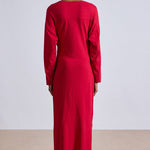 Long Sleeve Vanina Cinched Waist Dress Dragon Fruit Red