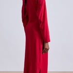 Long Sleeve Vanina Cinched Waist Dress Dragon Fruit Red