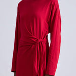 Long Sleeve Vanina Cinched Waist Dress Dragon Fruit Red