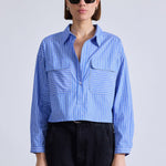 Cropped Kava Top Blue and Cream Stripe