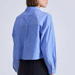 Cropped Kava Top Blue and Cream Stripe