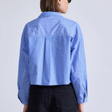 Cropped Kava Top Blue and Cream Stripe