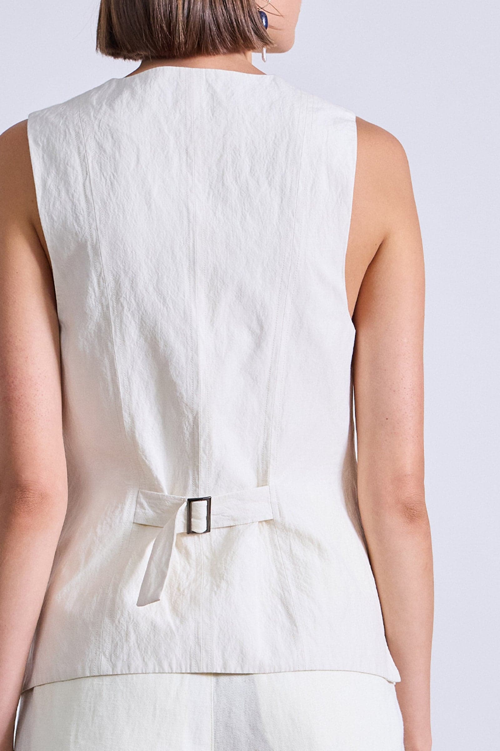 Helena V Neck Vest Cream
