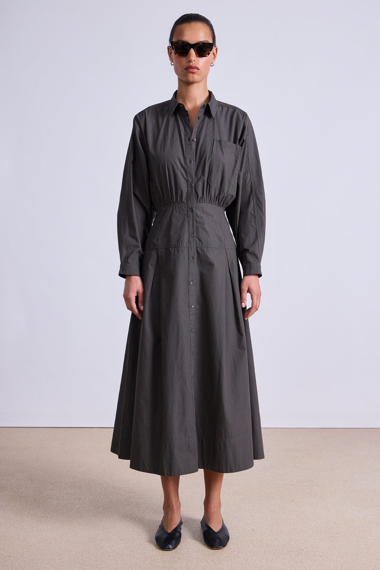 Pietra Maxi Shirt Dress Deep Olive