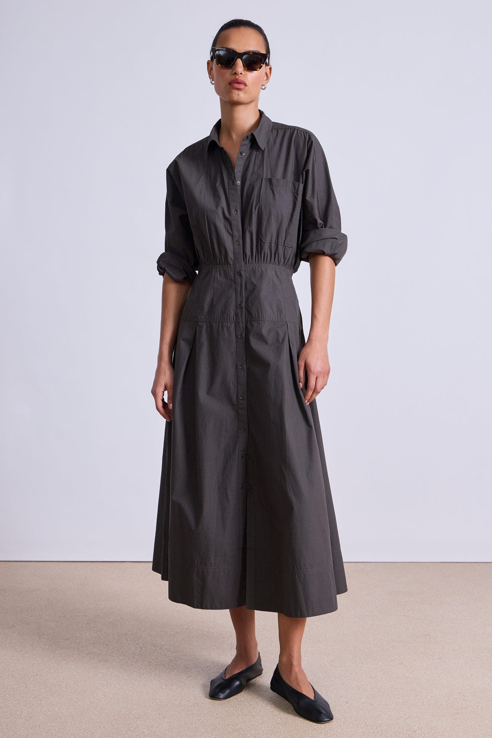 Pietra Maxi Shirt Dress Deep Olive