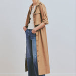 Janine Poly Cotton Poplin Trench Dress Camel