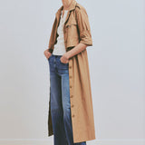 Janine Poly Cotton Poplin Trench Dress Camel