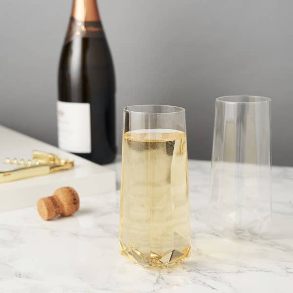 Viski Seneca™ Faceted Stemless Crystal Champagne Flutes - Set of 2
