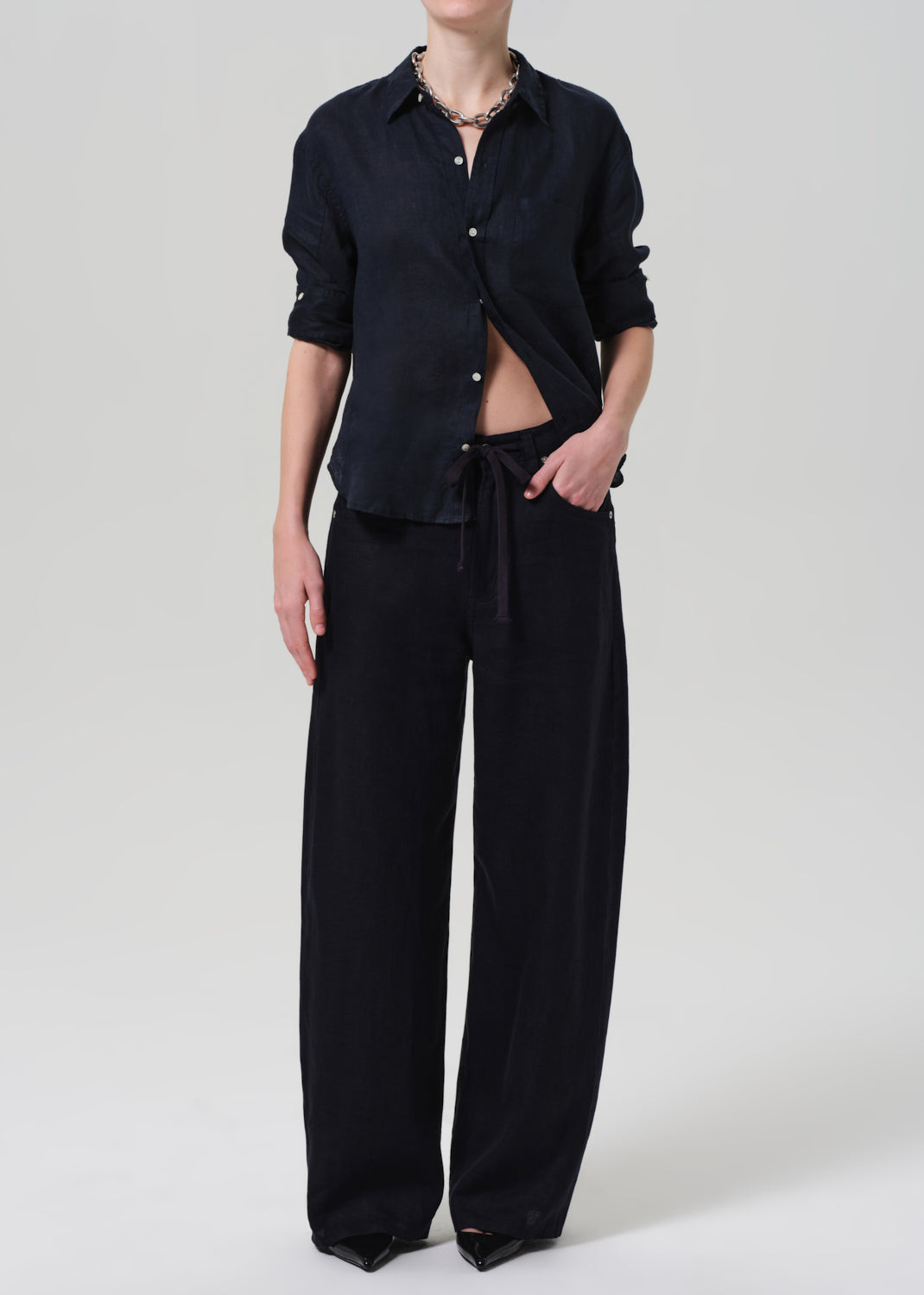 Brynn Linen Trouser True Navy