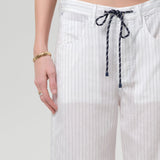 Brynn Drawstring Trouser Black Pinstripe