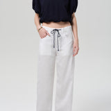 Brynn Drawstring Trouser Black Pinstripe