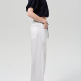 Brynn Drawstring Trouser Black Pinstripe