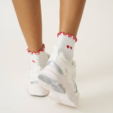 Embroidery Heart Duo Ruffle Grip Pilates Socks