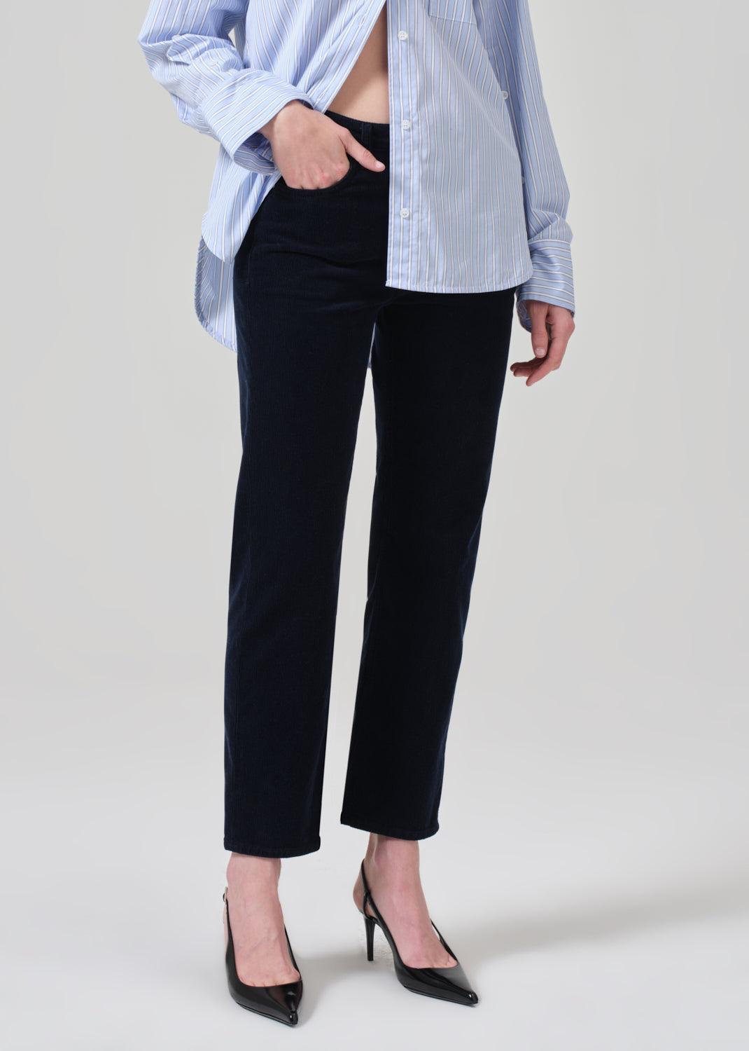 Zurie Straight Leg Ankle Bottom Corduroy Navy