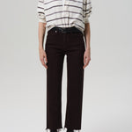 Palma Straight Raw Hem Carob Chocolate Brown
