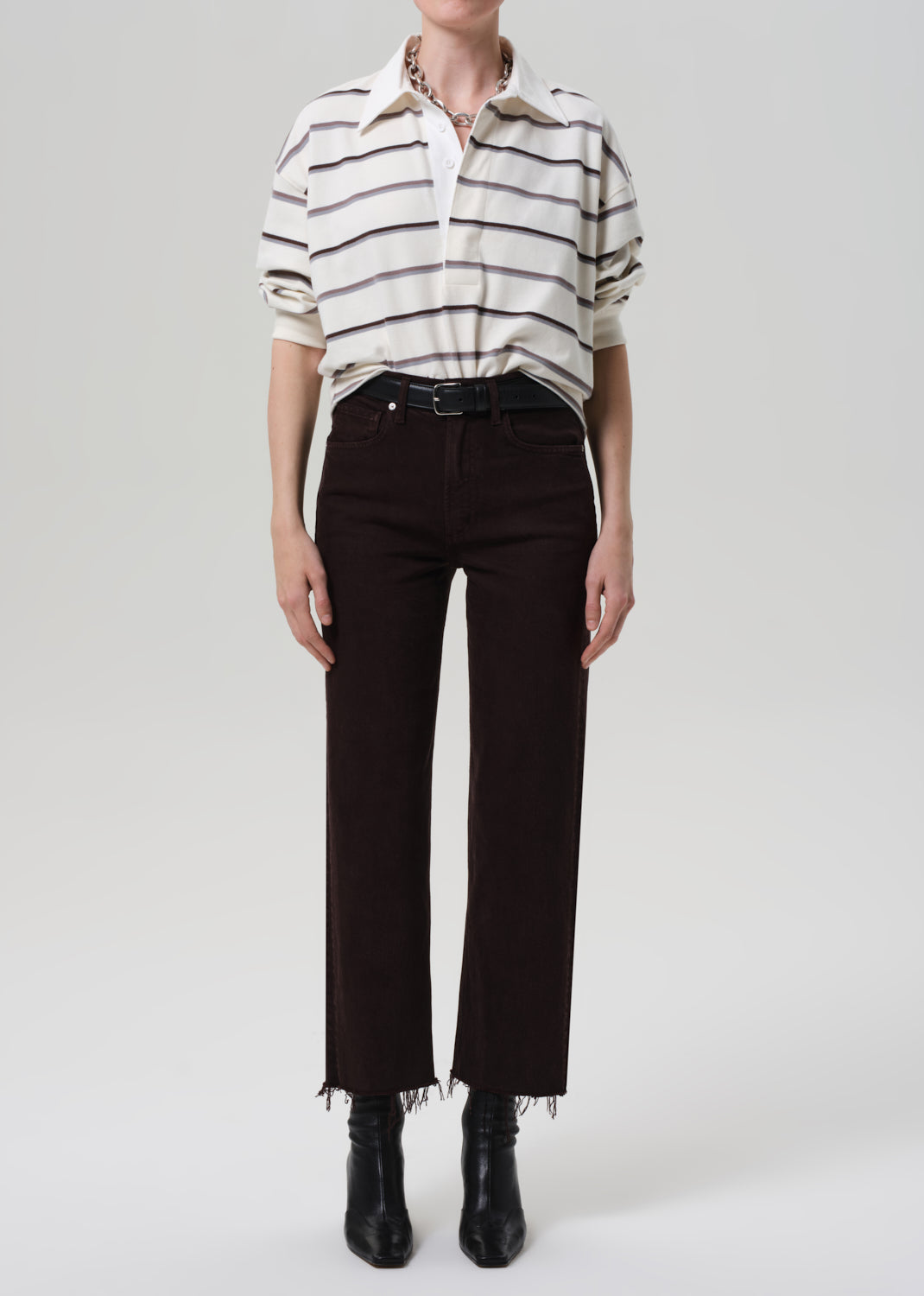 Palma Straight Raw Hem Carob Chocolate Brown